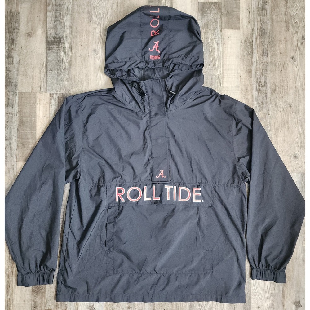 PINK Alabama Crimson Tide Windbreaker Womens Small Black Roll Tide Anorak Jacket